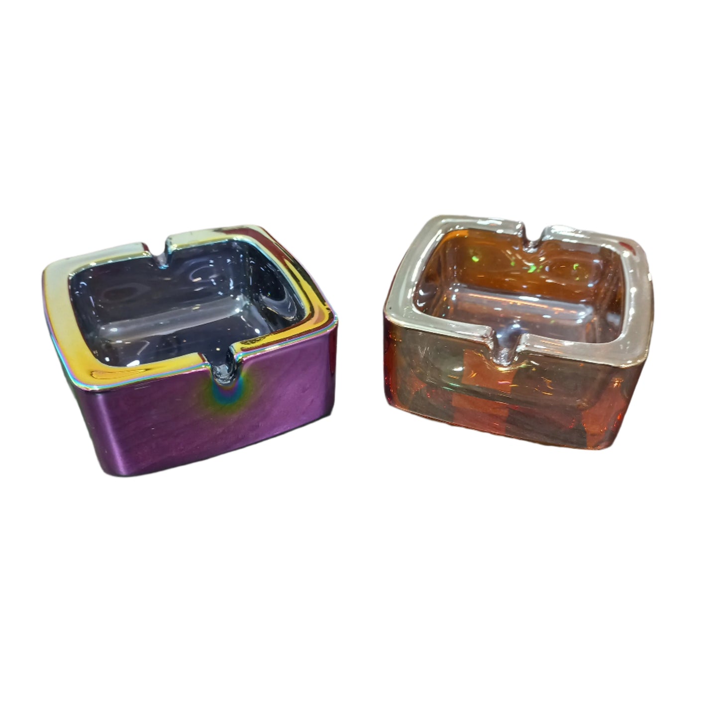 FUJIMA RAINBOW FINISH GLASS ASHTRAYS