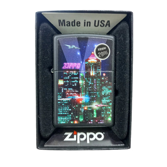 ZIPPO LIGHTER CYBER CITY DESIGN