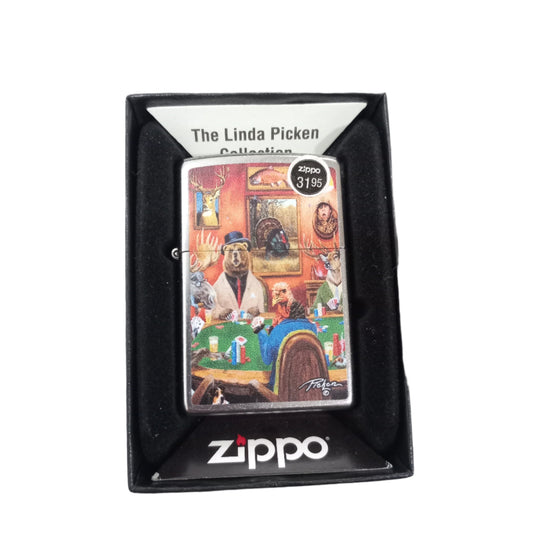 ZIPPO LIGHTER ANIMALS PLAYING POKER DESIGN