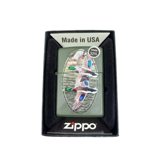 ZIPPO LIGHTER TWO DUCKS FLYING DESIGN