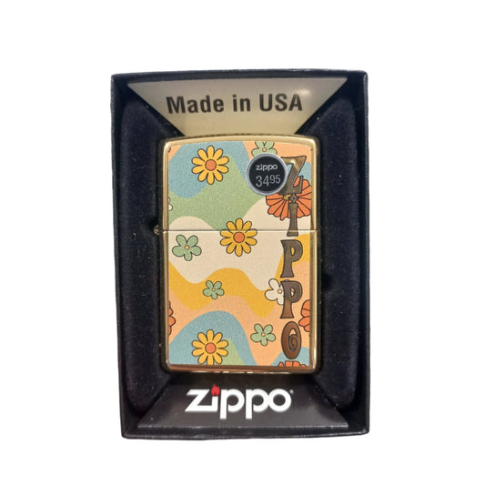 ZIPPO LIGHTER FLOWER POWER DESIGN