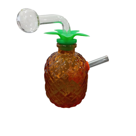 5" GLASS PINEAPPLE WITH LEAF BUBBLER