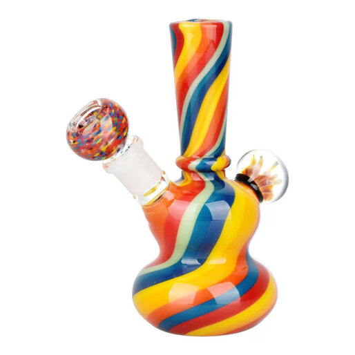 6" FLOWERING RAINBOW SWIRL WATER PIPE