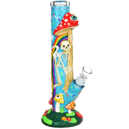 11.5" SKELETON AND FUNGI TUBE WATER PIPE