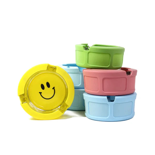 GIDDY 3" SILICONE & GLASS ASHTRAYS